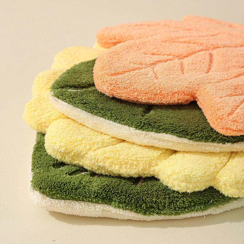 Leaf-Shape Double-Layer Hand Towel | Fast-Dry Coral Fleece Decorative Hand Towel Oasis Select