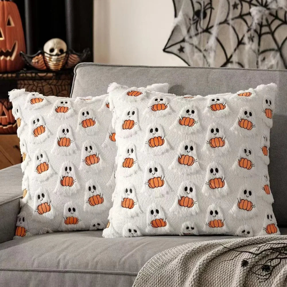 Halloween Ghost & Pumpkin Throw Pillow Cover 45x45cm
