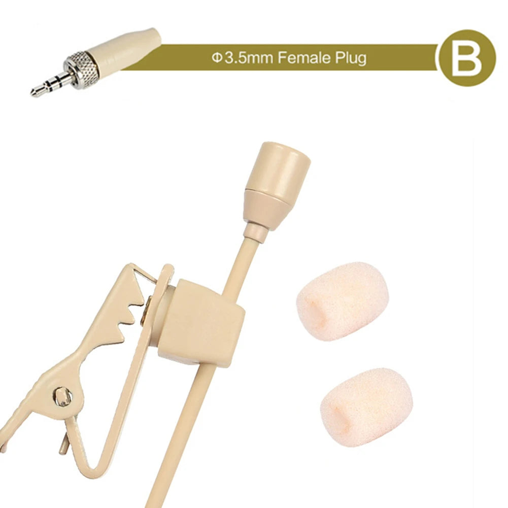 1PCS Beige Lavalier Lapel Clip Microphone 3.5mm 3-Pin 4-Pin XLR For Shure Wireless Mouthpiece Instrument Audio Microphone Oasis Select B(For Sennheiser)