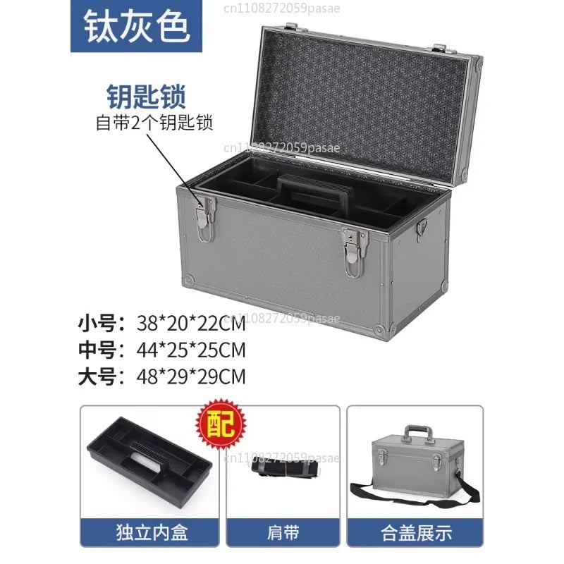 Aluminum Frame Storage Box Portable Multi-functional Items, Tool Storage Box,Multi-layer Compartment Oasis Select Titanium gray small