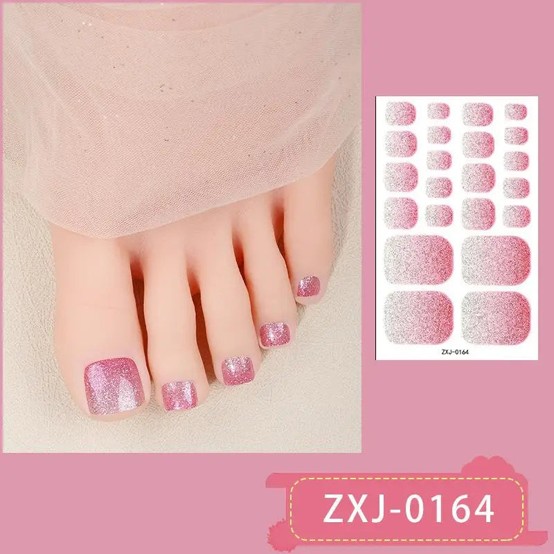 22tips Baking Free Toe Nail Sticker Adhesive Toenail Stickers for Women Summer Glitter Toe Nail Stickers Full Cover Nail Wraps Oasis Select style 3