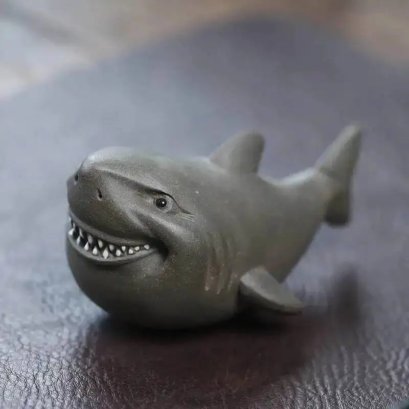 Original Ore Purple Clay Giant Tooth Shark Cute Tea Pet Ornament Premium Tea Play Small Tea Play Decoration Чаепитие Oasis Select Gray