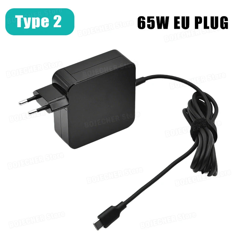 65W 20V 3.25A Type-C Interface Laptop Charger For Lenovo ThinkPad Hp Yoga Dell ASUS Fast Charging USB C Power Supply Adapters Oasis Select Type-2 EU