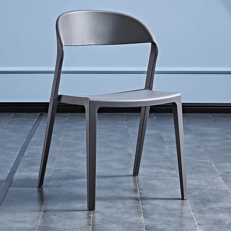 Nordic simple plastic chair household dining chair adult leisure creative desk chair lazy backrest stool Oasis Select Grey 2 pieces
