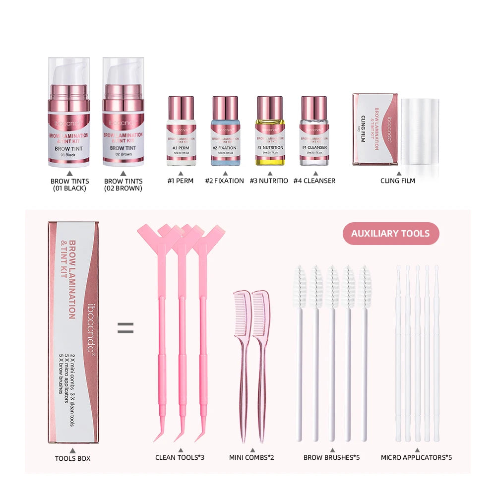 Eyebrow Lifting Kit and Tint Brow Lamination Perming Lotion Dye Tint Combination Brow Setting Eye Makeup Black Brown Oasis Select