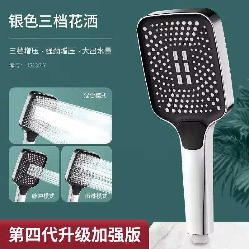 1.5/2/3M Stainless Steel Shower Hose Black/Silver Long Bathroom Shower Water Hose Extension Plumbing Pipe Showerhead Tube Oasis Select Shower head silver