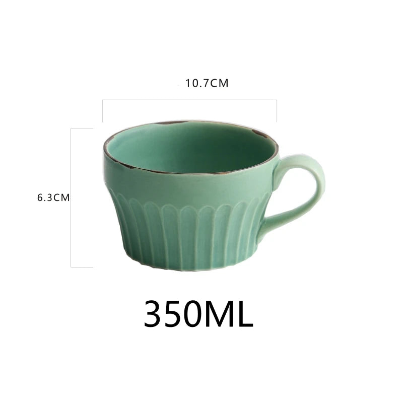 350ML Ceramic Coffee Mug Japanese Coarse Pottery Breakfast Milk Mug Home Office Water Cup Latte Coffee Cup Afternoon Teacup Oasis Select