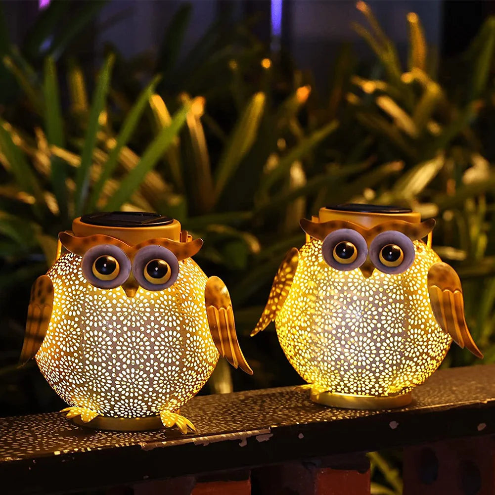 Hanging Solar Owl Lantern – Iron Art Outdoor Garden Light Solar Garden Lantern Oasis Select