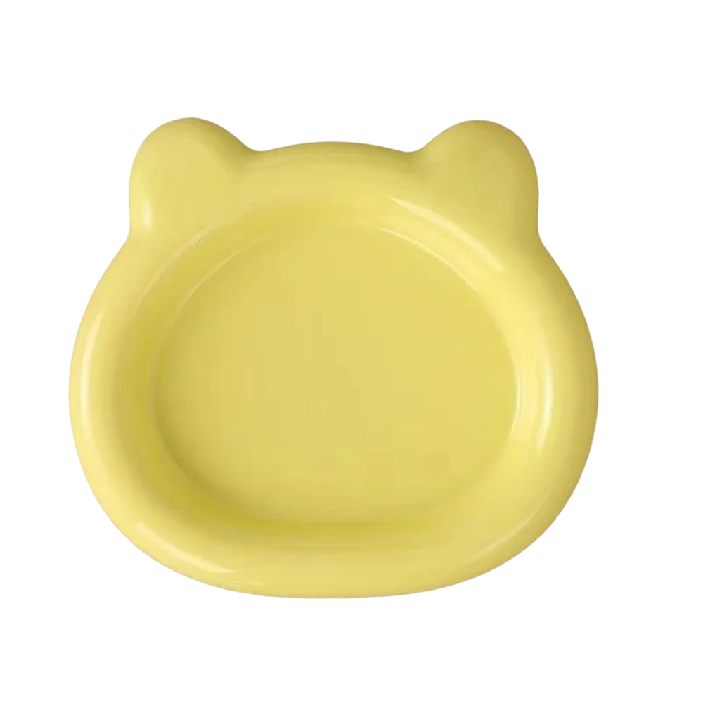 Colorful Plastic PP Cat Bowls Little Bear Pastry Plate Kitten Bowl Ins Cute Pet Supplies for Puppy Cat Oasis Select Yellow