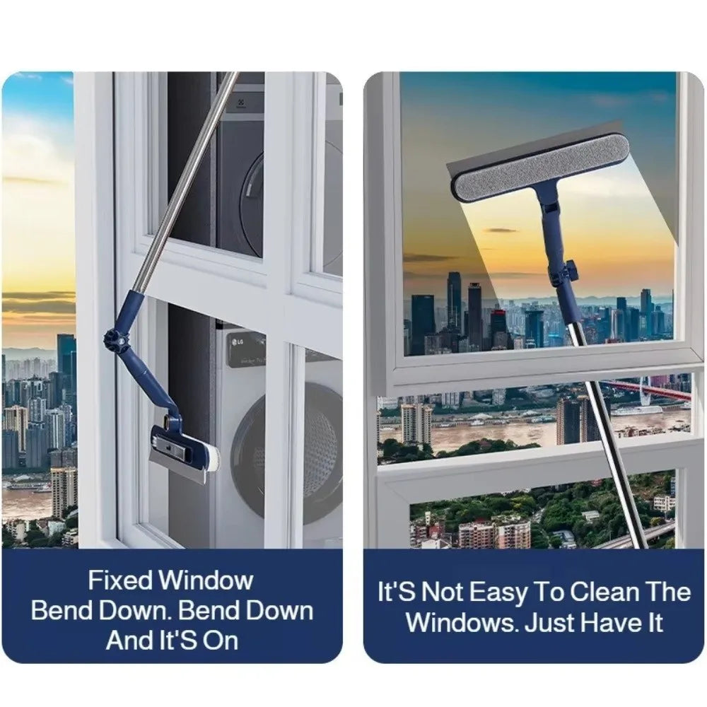 2 in1 Highrise Special Glass Brush with Squeegee Extended Handle Household Window Cleaner Universal Rotatable Oasis Select
