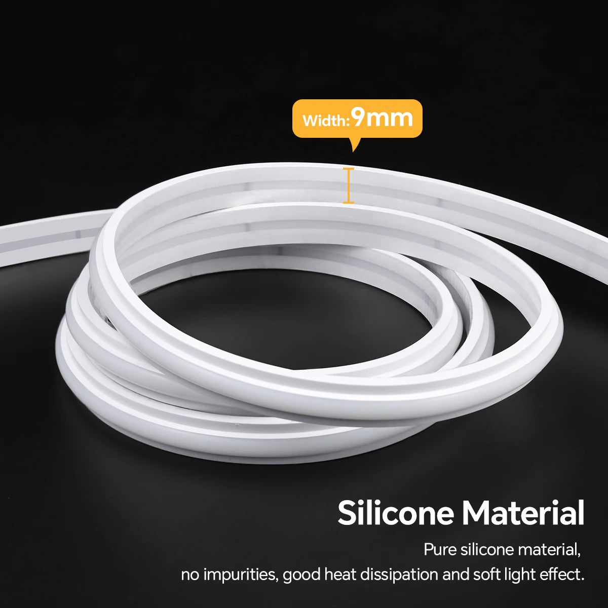 Silicone COB Neon Strip Light 24V 1M-10M Ambient Light Cuttable DIY Super Brightness No Dark Zone,Transparent Nano Adhesive Tape Oasis Select