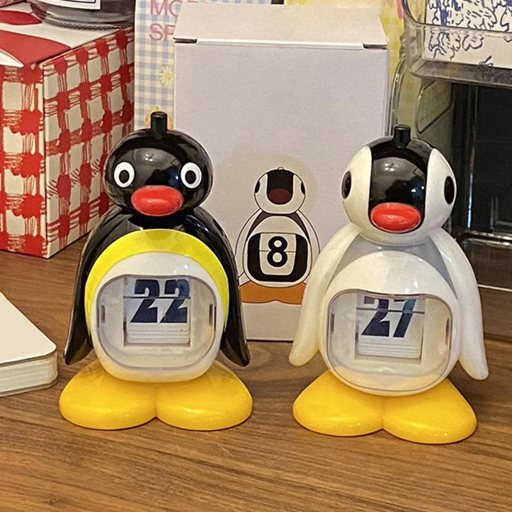 Penguin Calendar Perpetual Creative Animal Decoration Pressing Perpetual Calendar Ornament Retro for Birthday Living Room Home Oasis Select