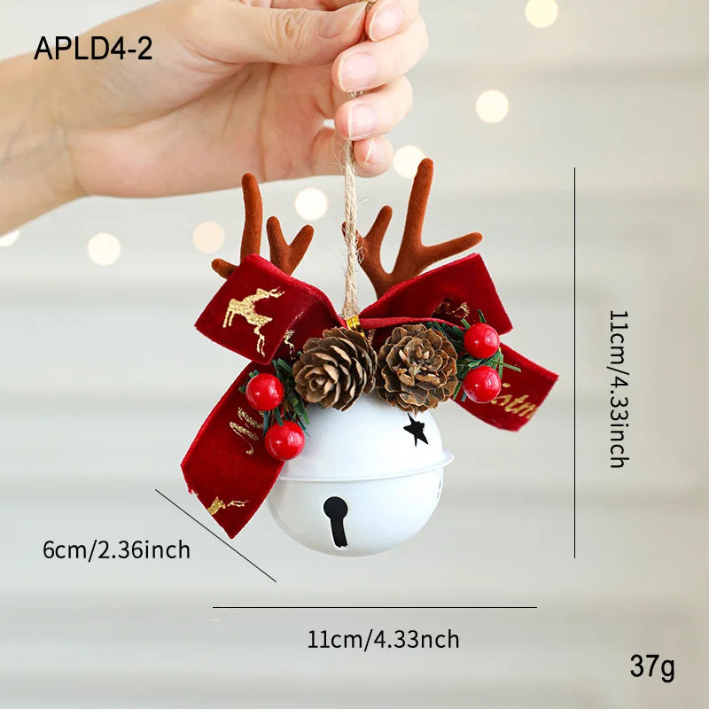 Christmas Bells Antlers Bows Pinecone Bells Mixed Pendants Christmas Tree Window Display Car Hanging Decorations Oasis Select White red bow