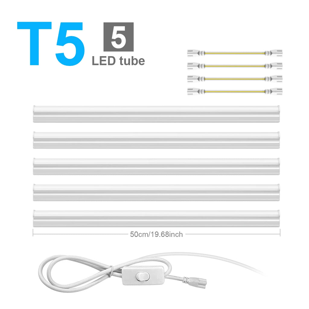 1-6pcs Led Bar Lights T5 15W/T8 25W Tube 50CM High Lumen Fluorescent Lamp For Shops, Hotels, Exhibition Halls Lighting 110V 220V Oasis Select 5x T5 Tube White 200-230V EU Plug