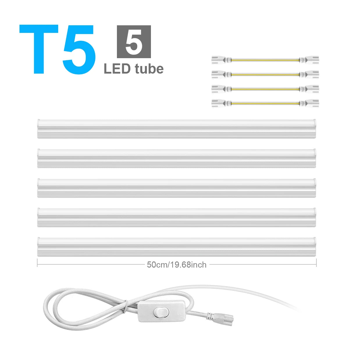 1-6pcs Led Bar Lights T5 15W/T8 25W Tube 50CM High Lumen Fluorescent Lamp For Shops, Hotels, Exhibition Halls Lighting 110V 220V Oasis Select 5x T5 Tube White 200-230V EU Plug