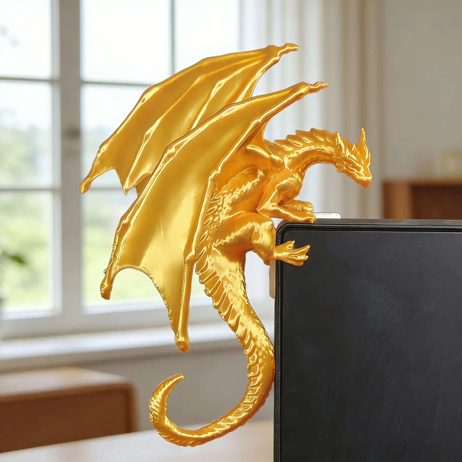 3D Printed Fantasy Climbing Dragon Figurine Dragon Monitor Desk Edge Ornaments Computer Screen Decor Sculpture Decorations Gifts Oasis Select