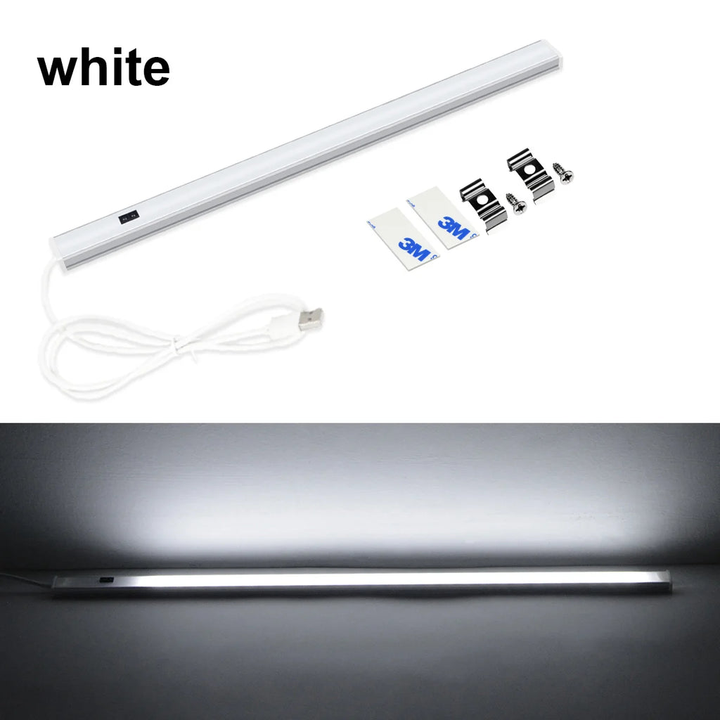 USB Aluminum LED Light Bar 30/40/50cm 5V with Hand Sweep Motion Sensor 3-Color Changeable Kitchen Nightlight for Closet Cupboard Oasis Select 50cm White