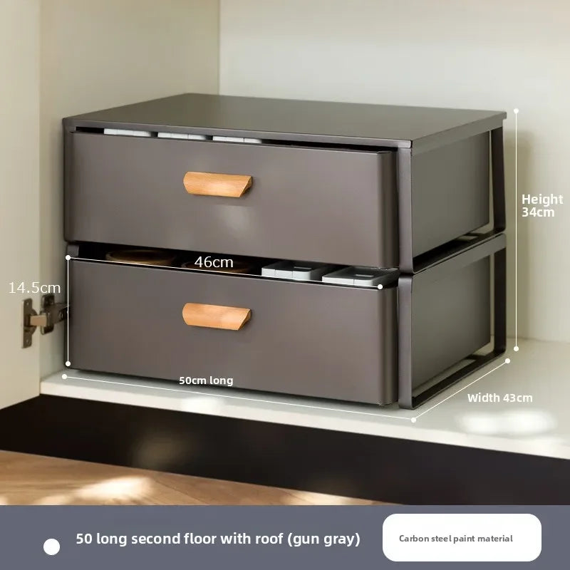 Multi-functional Kitchen Lower Sink Shelf Seasoning Dishes Pull-out Storage Box Sink Storage Rack Cabinet Pull Basket Layer Rack Oasis Select