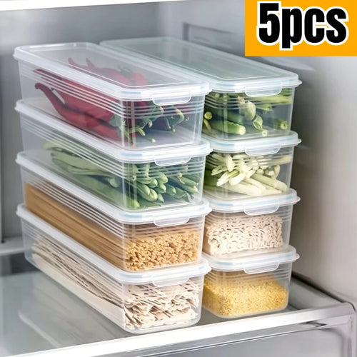 1/5PCS Fresh Box Refrigerator Storage Boxes Scallions Food Container, fresh-keeping Food Boxes,Transparent Sealed Storage Box Oasis Select