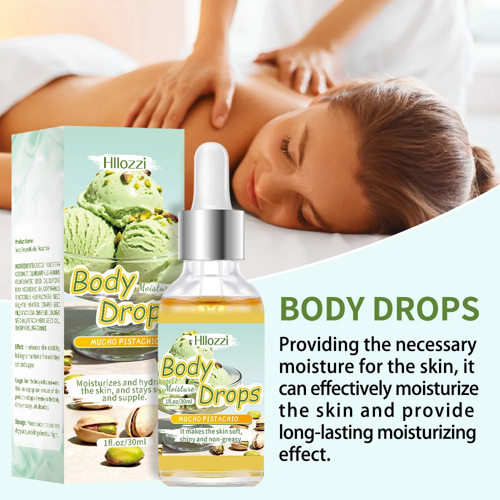Pistachio body oil and glaze set includes a Roller oil for moisturizing and hydrating dry skin. Oasis Select