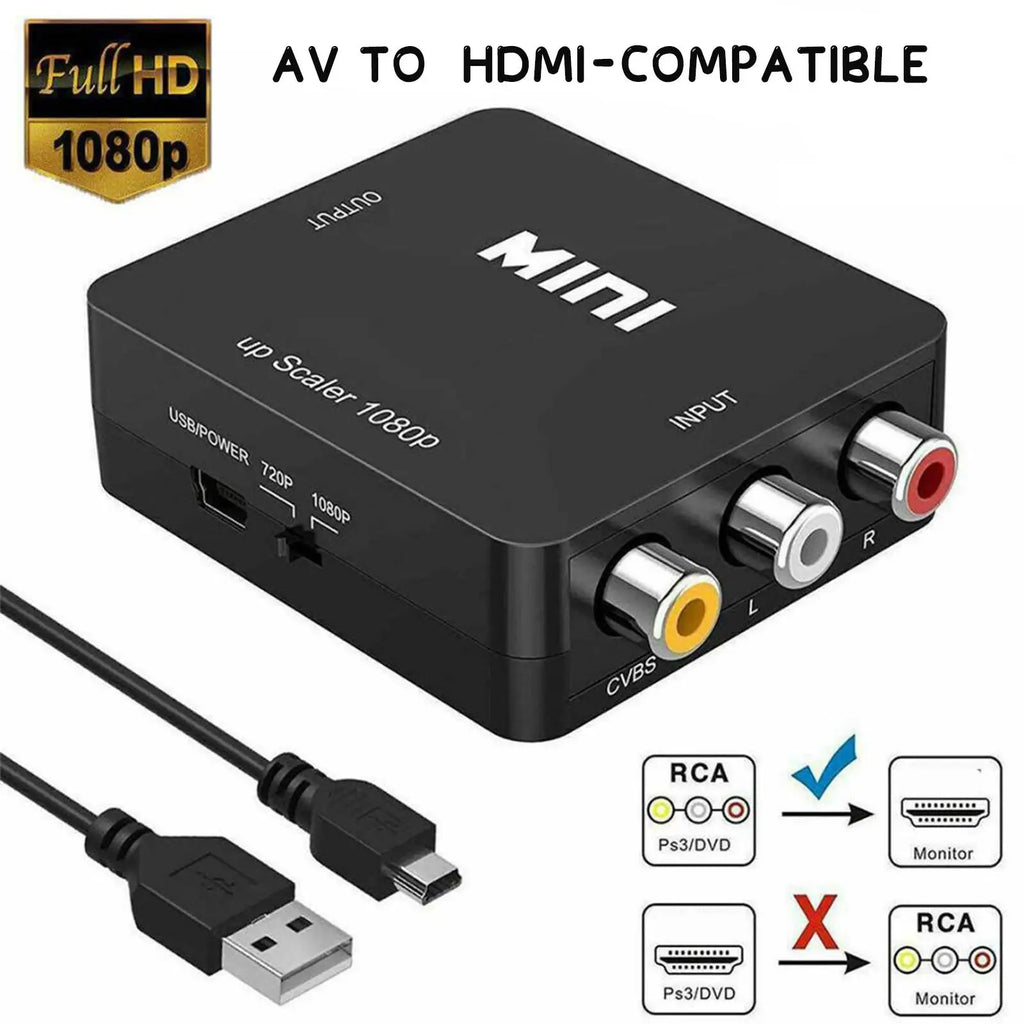 Video Converter RCA AV To HDMI-compatible Converter HD AV2HDMI Support NTSC AV PAL Video L/R Box To HDMI AV/CVSB Output Oasis Select