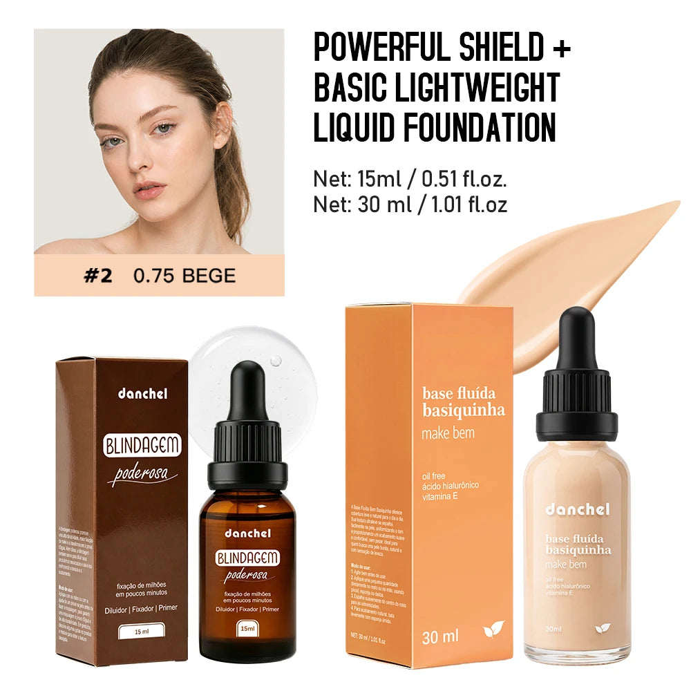 2pcs Face Makeup Set, Primer Serum + Liquid Foundation Waterproof Long-Lasting Natural Coverage Makeup Combo for Women Gifts Oasis Select SET 2