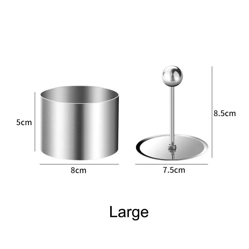 Round Mousse Mold Stainless Steel Ring with Lid Food Decoration Tools-Making Rustproof Pastry Rice Ball Sushi Cooking tools Oasis Select L