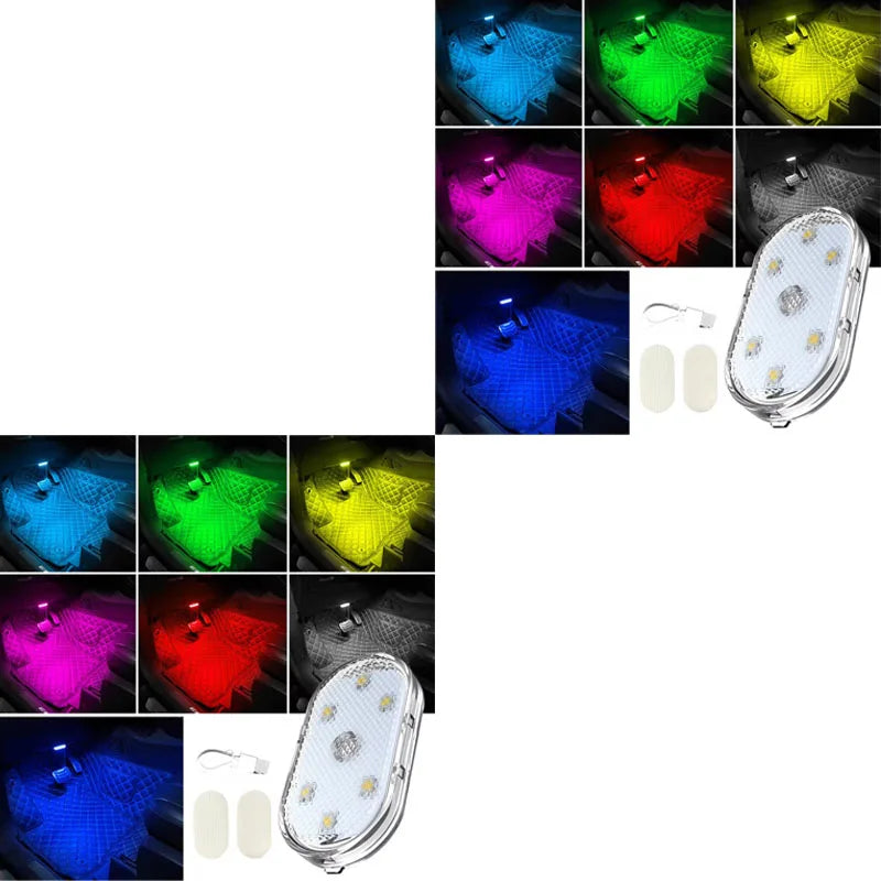 1/2pcs LED Touch Light Hand Car Roof Ceiling Lamp Indoor Car Lighting Night Reading Light Reading Lamp Car Interior Lights Oasis Select 7 color-2pcs