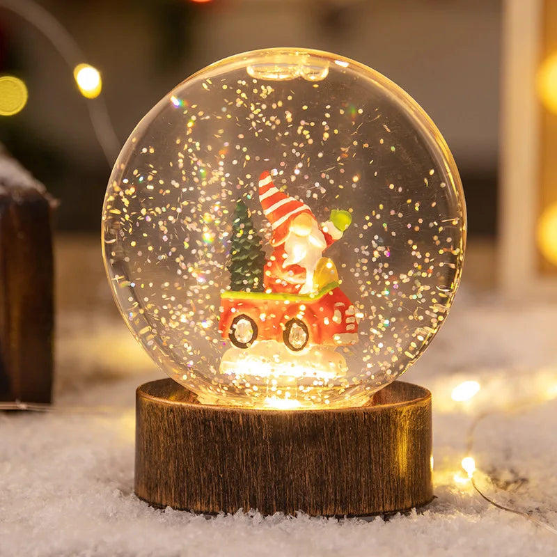Christmas Crystal Ball Old Man Snowman Small Night Light Crystal Ball Snowfall Birthday Gift Christmas Oasis Select Car Santa Claus 9.5cmX4cmX12cm China Mainland
