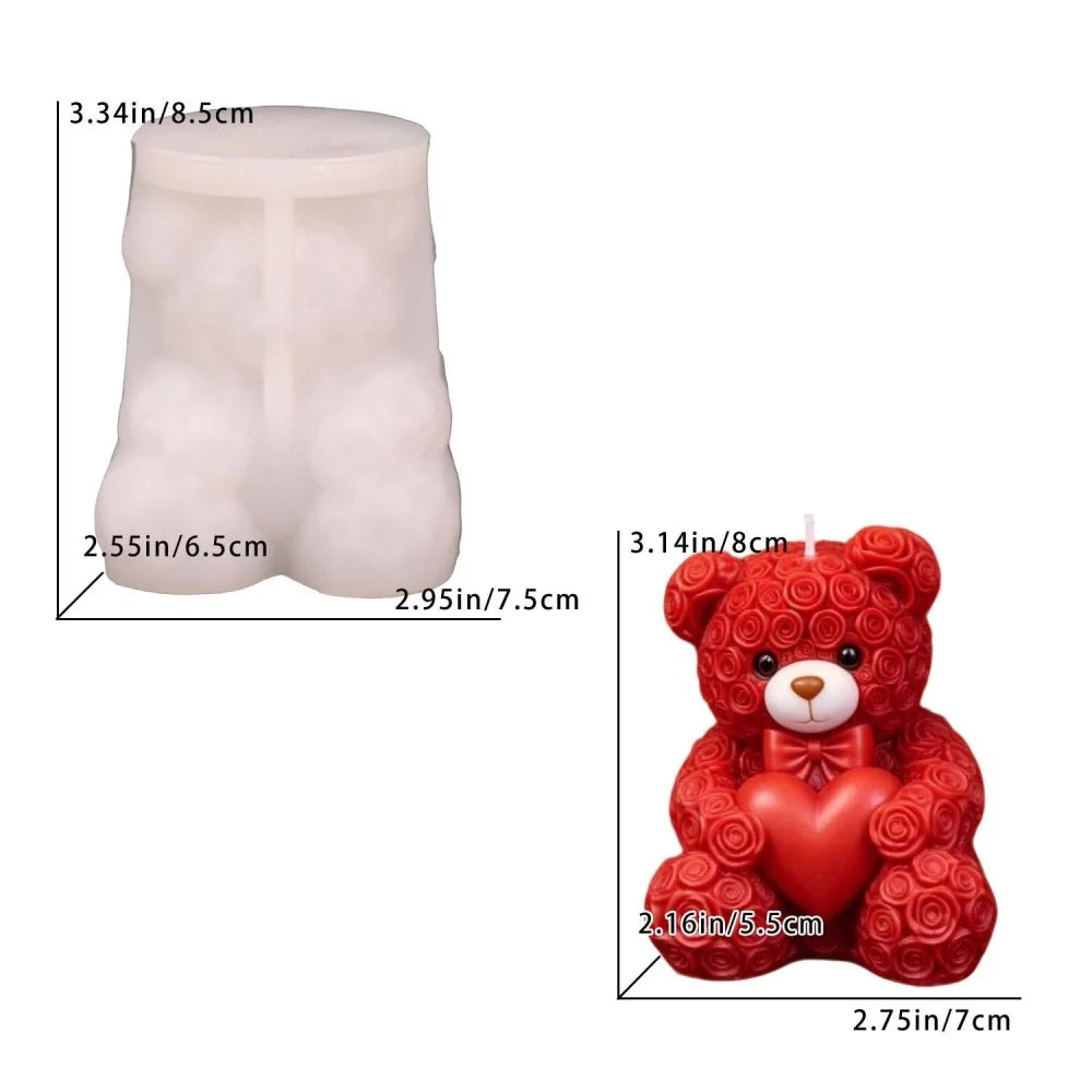 DIY Couple Bears Silicone Candle Mold Valentine's Day Handmade Gifts Aroma Gypsum Molds Home Decoration Crafts Making Oasis Select Style 11
