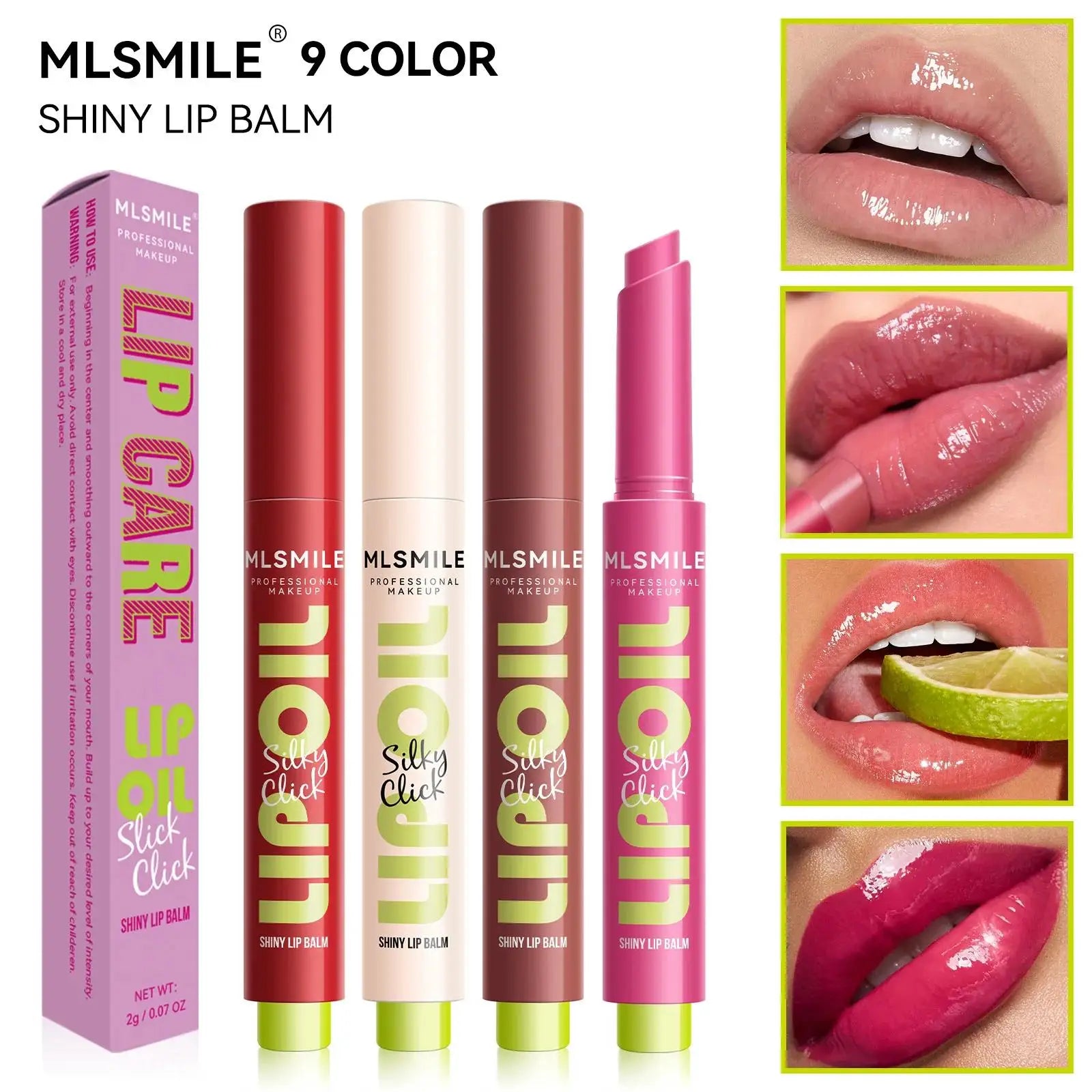 MLSMILE Mirror Gloss Lip Balm Oil – Long Lasting, 9 Shades