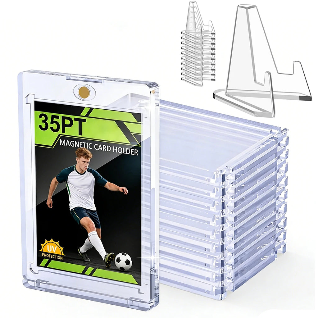 5/10/15 PCS 35pt Magnetic Card Holders with Stand – Hard Case for MTG & Sports Cards, UV Protection, Instant Desktop Display Oasis Select