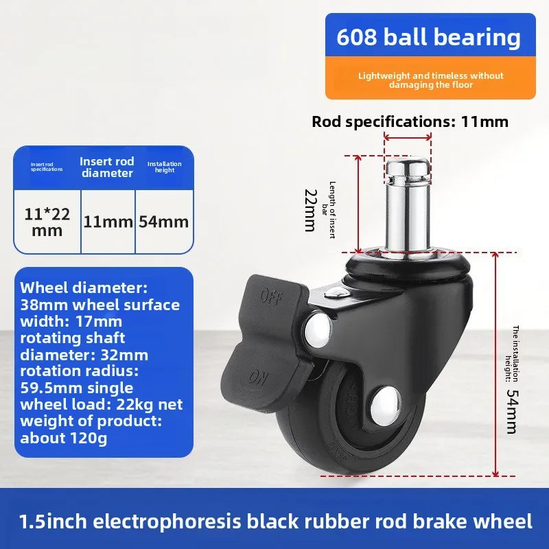 4PCS Casters Wheels 2 inch Heavy Duty Swivel Soft Rubber Roller with Brake for Platform Trolley Furniture Wheels Oasis Select 4pcs 1.5inch L