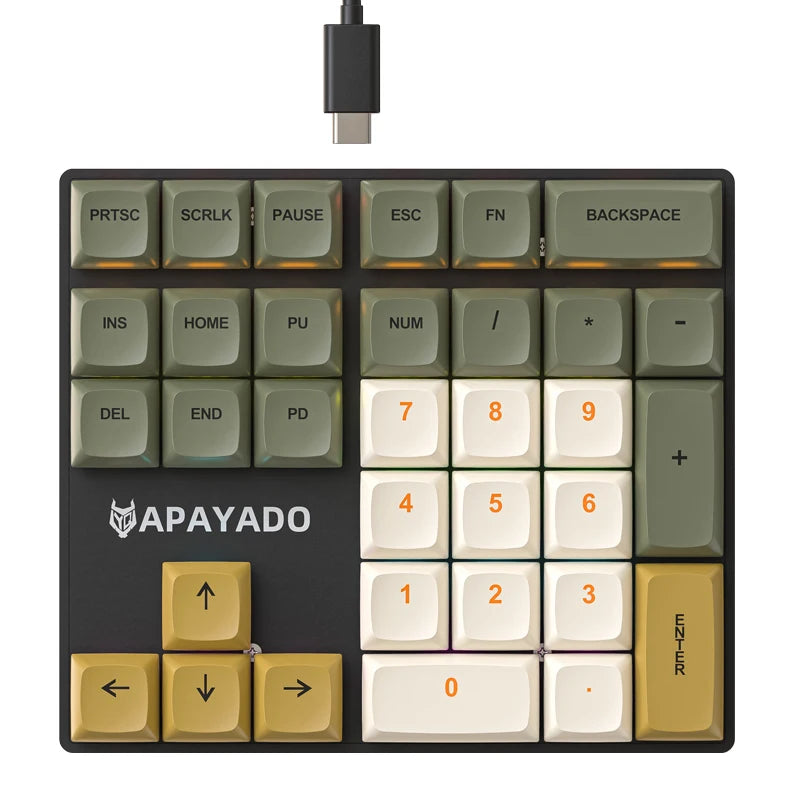 APAYADO K33 Mechanical Numeric Keyboard with Blue Shaft, Mini 33 - Key,PBT Keycaps and Vivid RGB Lights, Tailored for Accountin Oasis Select Glimmer blue switch