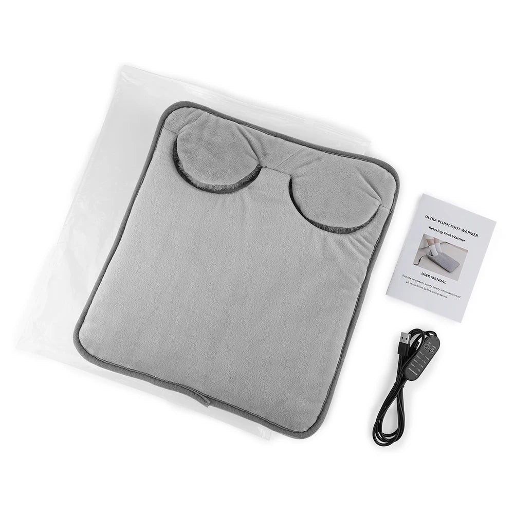 USB Electric Foot Warmer Pad – Plush Heated Mat for Home & Desk