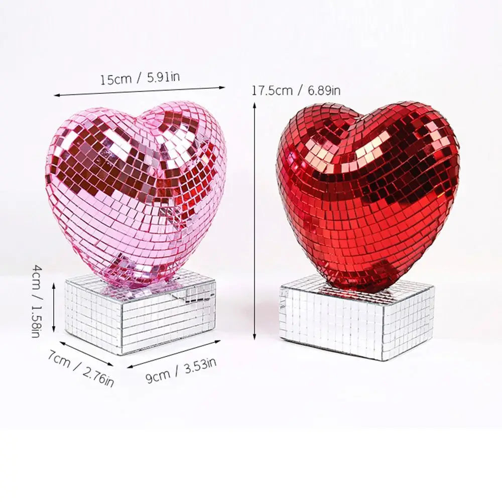 Heart-Shaped Disco Ball Decoration | Reflective Mirror Ornament