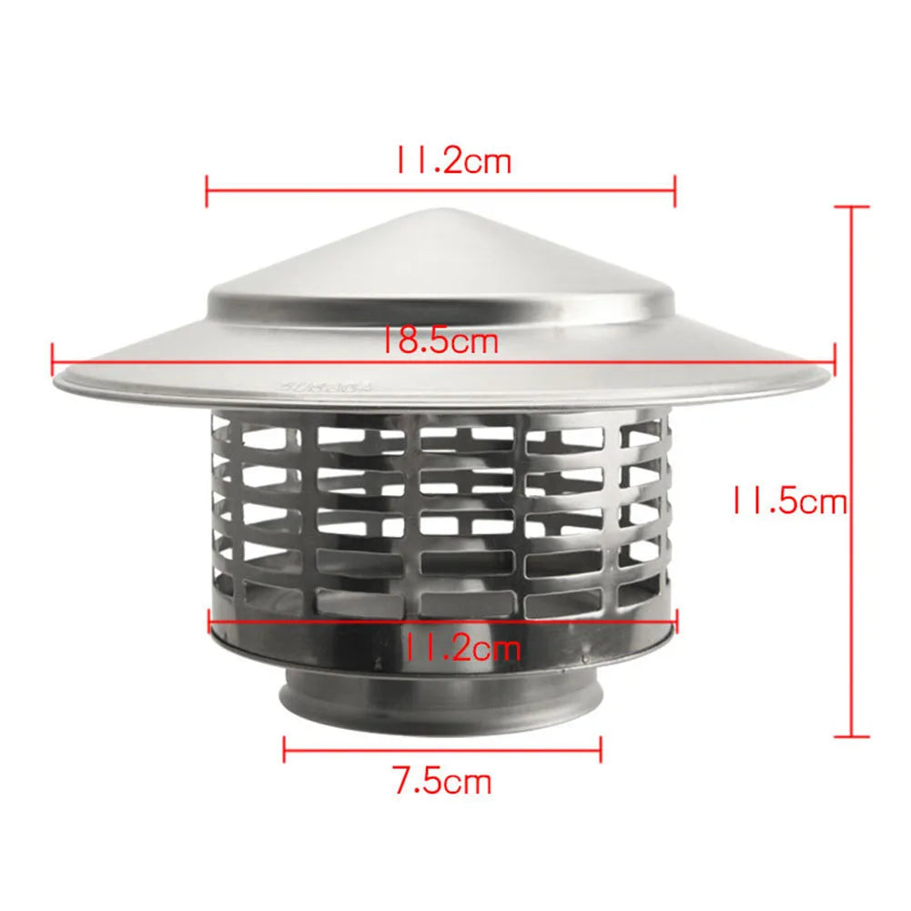 75/200mm Stainles Steel Chimney Cap For Exterior Wall Roof Pipe Exhaust Vent Chimney Exhaust Hood Silver Chimney Cover Oasis Select