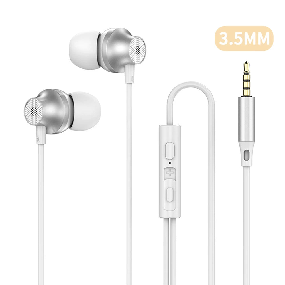 Digital Chip Wired Earphone 3.5mm AUX/Type C 9D HiFi Surround Heavy Bass In-Ear Headsets For Samsung Huawei Xiaomi OPPO iPad PC Oasis Select 3.5MM AUX White