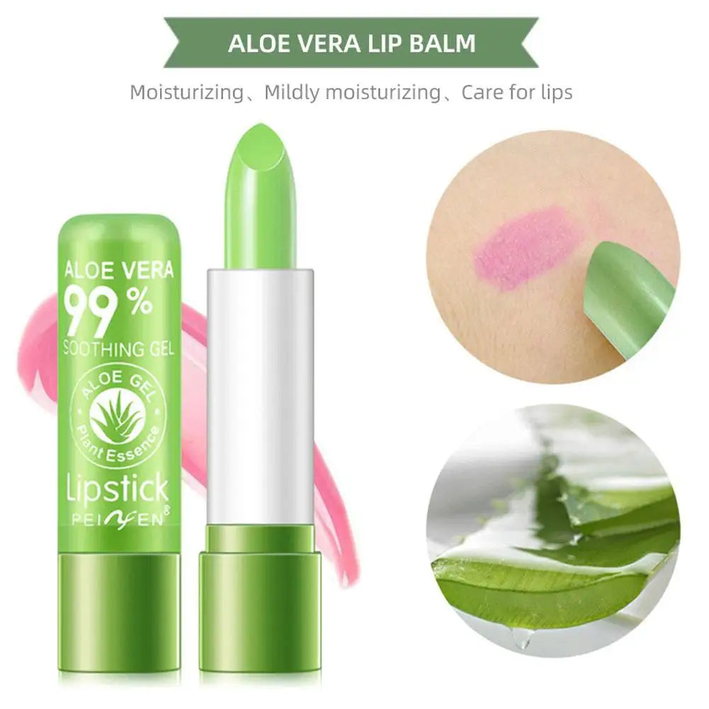 Moisturizing Aloe Vera Color-Changing Lipstick Temperature-Activated, Lip Balm for Nourishing, Anti-Drying, Exfoliating Lip Care Oasis Select