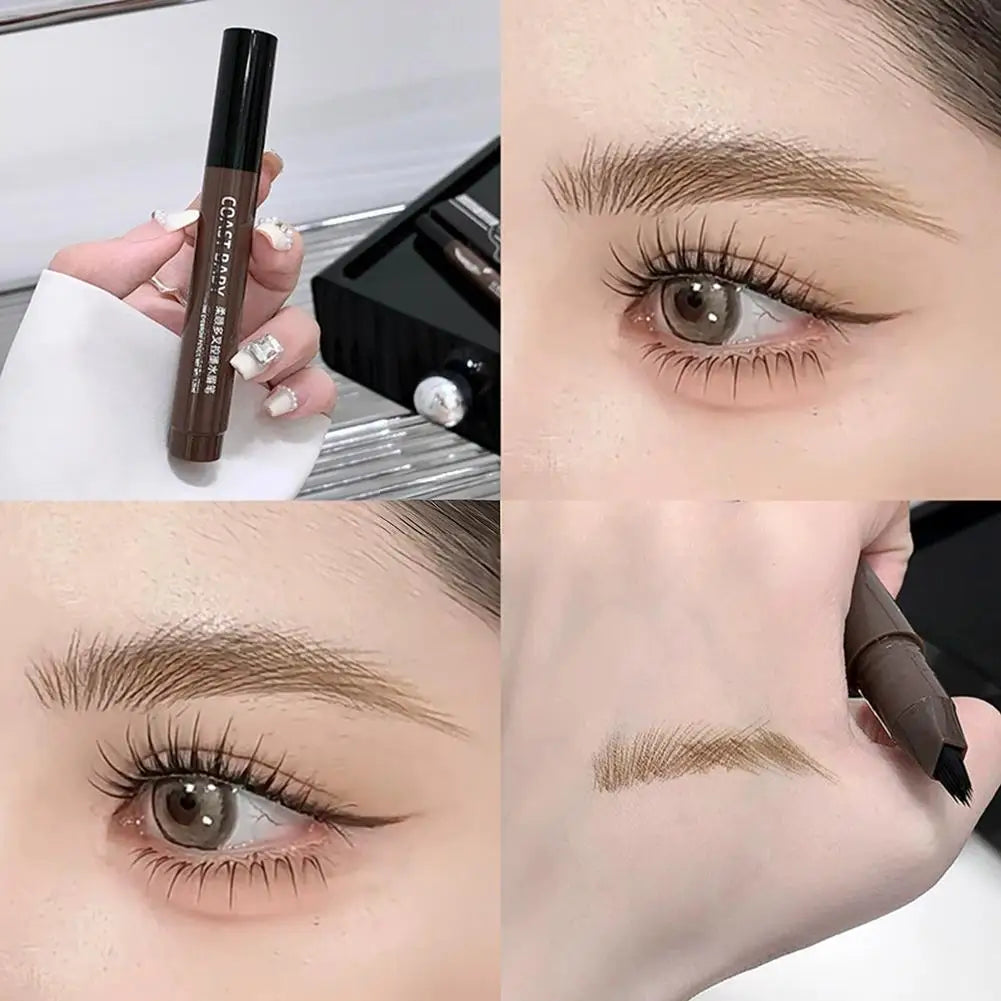 3D Microblading Eyebrow Pen – 4-Fork Tip Waterproof Brow Pencil Eyebrow Pencil Oasis Select 02 dark brown