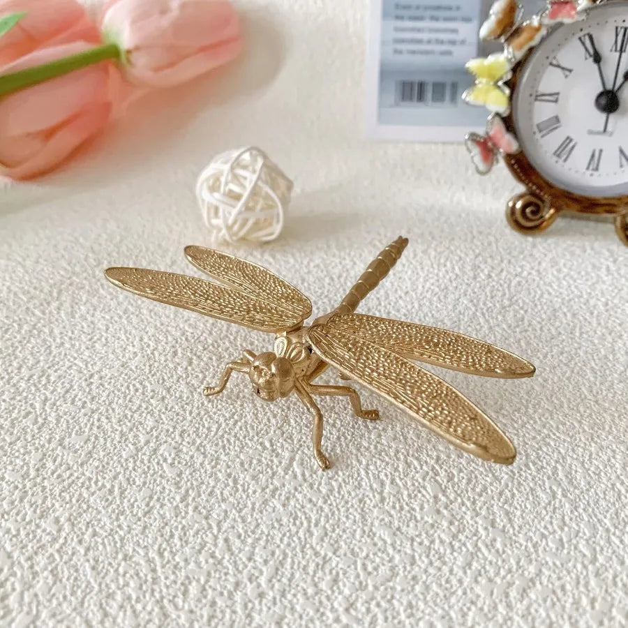 Retro Alloy Dragonfly Butterfly Small Ornaments Office Study Desktop Insect Pen Holder Decoration Home Decor Oasis Select