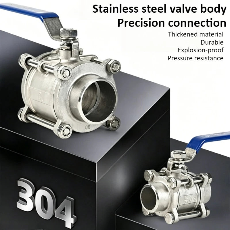 Stainless Steel BSP Thread Welding 1/2 "3/4" 1 "2" Ball Valve Three Piece Manual DN15 20 25 32 40 50 Industrial Pipeline Valve Oasis Select