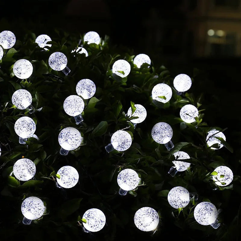 Led Solar Light String Cherry Blossom Bubble Ball String Outdoor Waterproof Christmas Festival Decorative Light String Oasis Select Small bubble white 5M 20 lights solar