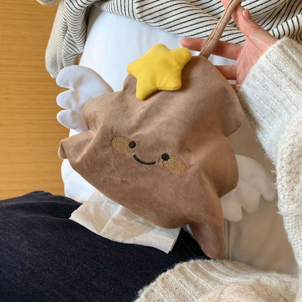 Creative Angel Shaped Hanging Tissue Bag Plush Fabric Paper Box Pouch Tissue Holder Baby Wet Wipes Box Holder For Home Kitchen Oasis Select