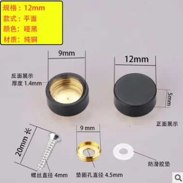 4Set/Bag Mirror Decorative Nail Advertising Glass Screw Cap Cover Fasteners Stainless Steel Billboard Fixing10-16mm Oasis Select Flat black 12mm