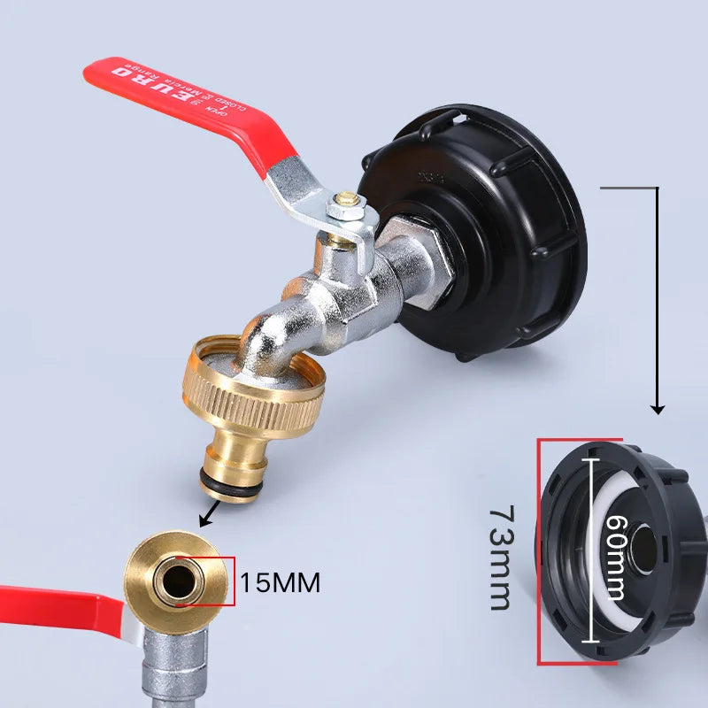 Durable IBC Tank Tap Adapter S60*6 Coarse Thread to 1/2'' 3/4'' Connector Replacement Valve Garden Home Valve Fitting Faucet Oasis Select