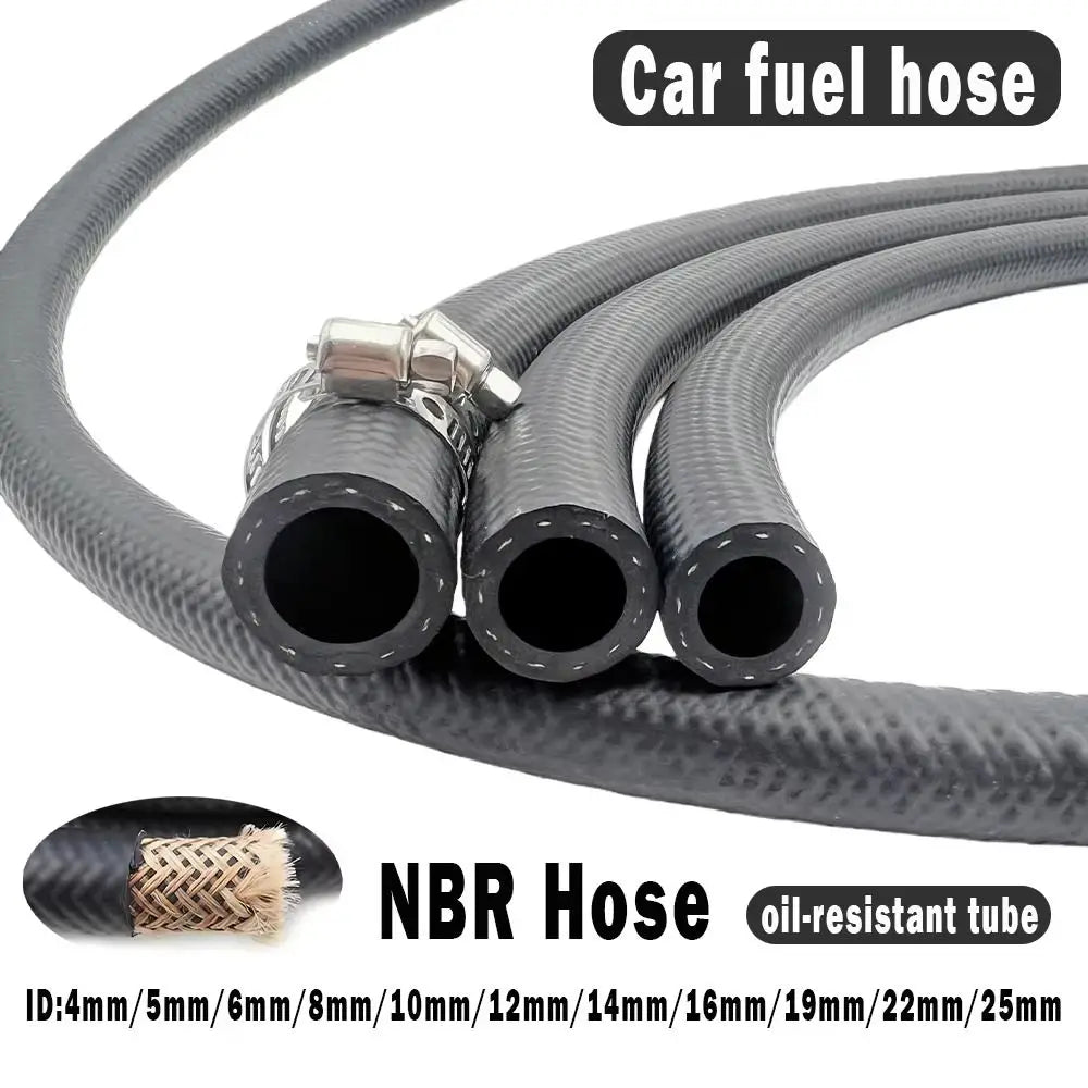 NBR Oil Resistant Car Fuel Hose 4–14mm ID + Pipe Clamps