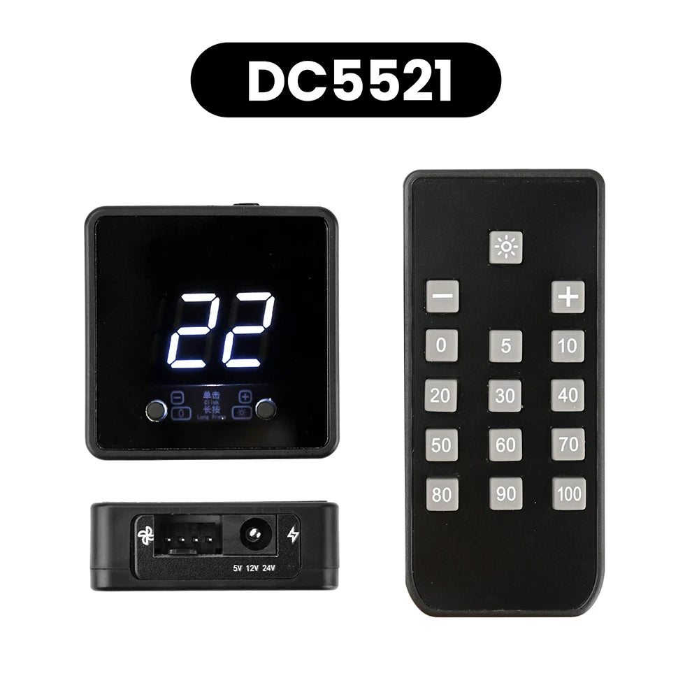 4Pin Fan PWM Speed Controller Digital Display Remote Control DC 24V 12V 5V Controller Gonvernor for DIY PC Cooling Oasis Select DC5521
