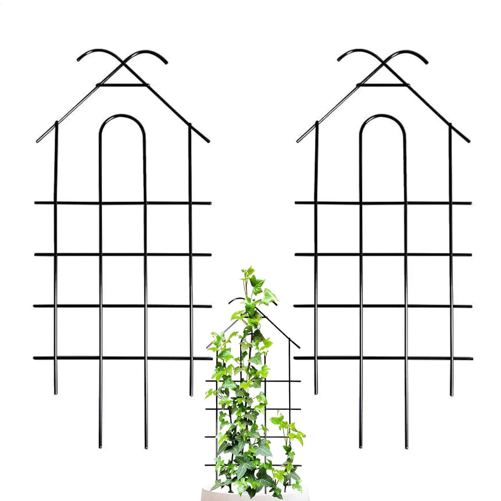 2Pcs Garden Trellis for Climbing Plants Potted Vines Vegetables Flowers Patio Metal Wire Lattices Grid Panels Support Trellis