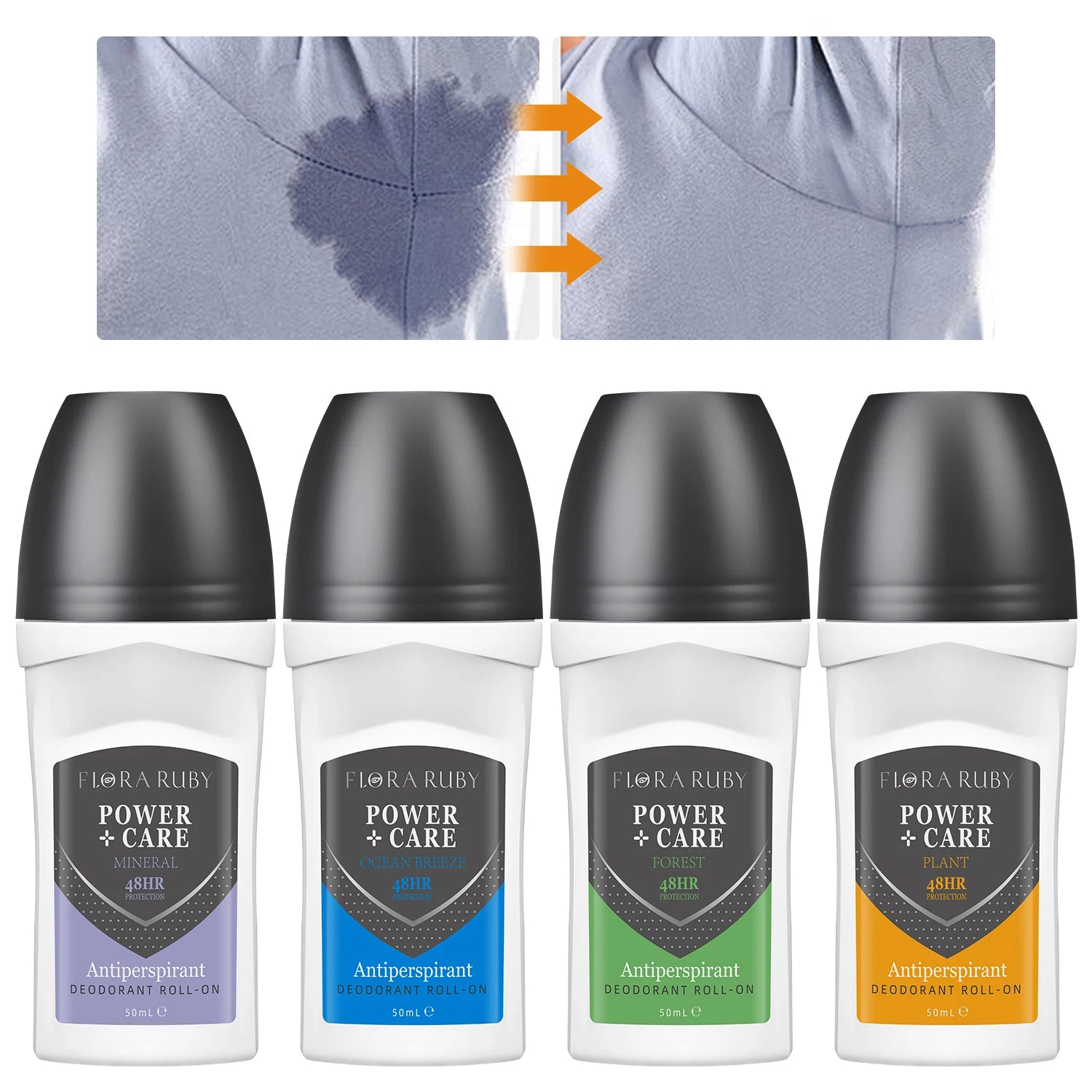 50ml Roll-On Body Deodorant for Men Roll-on Sweating Odor Remover Underarm Deodorant Stick Fast Dry Lasting Portable Refresh Oasis Select